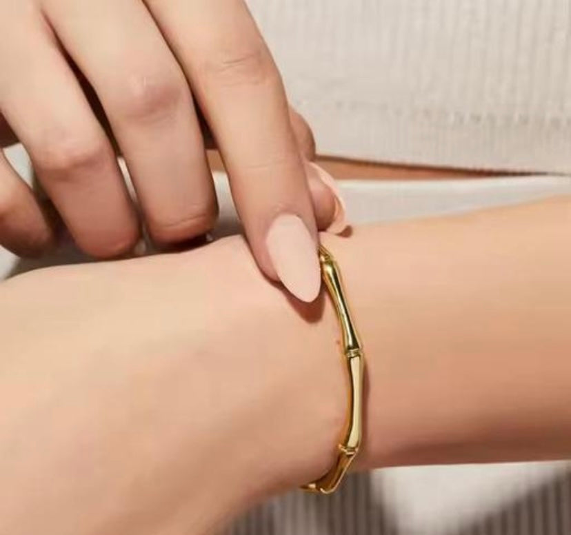 Bamboo Design Anti-Tarnish Cuff Bracelet for Women – Stylish, Durable & Adjustable